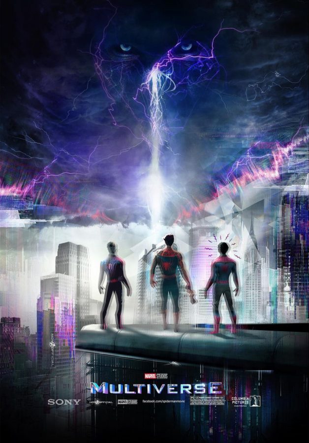 Standing between NYC and oblivion… the Spider-Men (Andrew Garfield [left], Tobey Maguire [center] and Tom Holland [right]) face Electro (Jamie Foxx) before swinging into action. This photo was re-posted by Jamie Foxx, to announce his return as Electro. 
Photo reprinted with permission from @n.o.v.a.official
