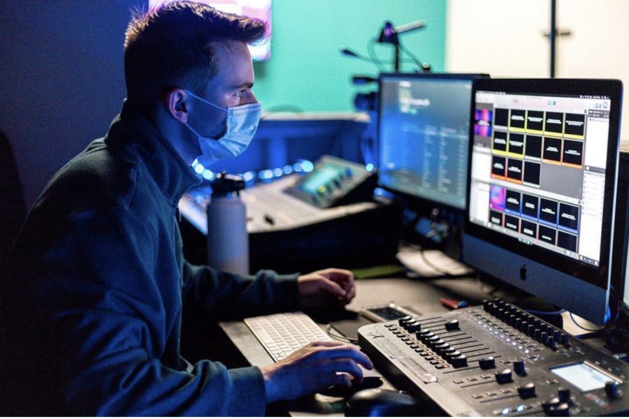 **Coordinating during COVID…** *Gearing up for a Sunday service, Keystone Fellowship churchgoer controls lighting and sound from a remote booth. Religious institutions are able to gather in person in Pennsylvania.* 

*Photo reprinted with permission from @keystonefellowship on Instagram*
