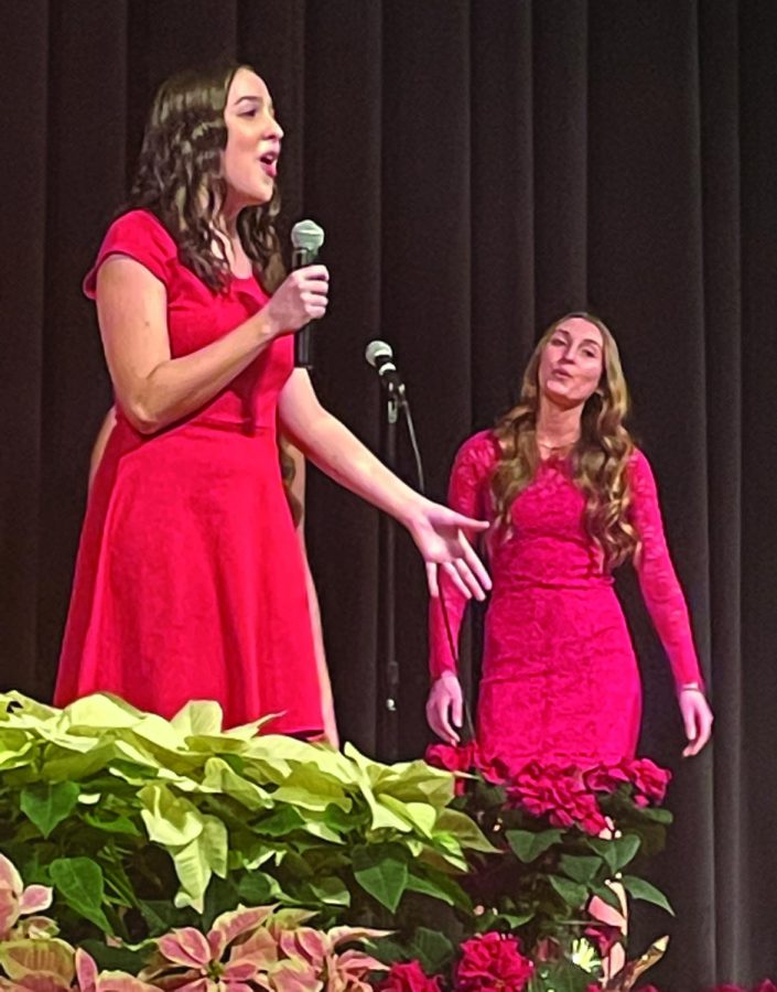 Sing+out...Singing+during+last+December%E2%80%99s+winter+choir+concert%2C+seniors+Ally+Mahoney+%28left%29+and+Sophia+Callahan+perform+with+the+women%E2%80%99s+a+capella+group.+Souderton%E2%80%99s+women%E2%80%99s+a+capella+group+is+called+Chordination.