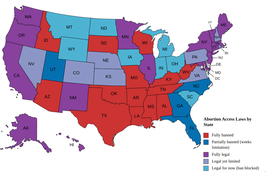 Available to the states…Following the overturning of Roe v. Wade, the United States of America has various laws and regulations regarding abortion access by state. This map of abortion’s access in the country is subject to change in the upcoming midterm elections.  
