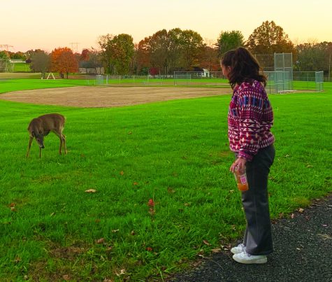 “Deer”est friend...Enjoying the sunset while on a walk, senior Julia Vizza meets a new friend. One of Vizza’s favorite parts on 75 Day Hard were the walks outside in nature.