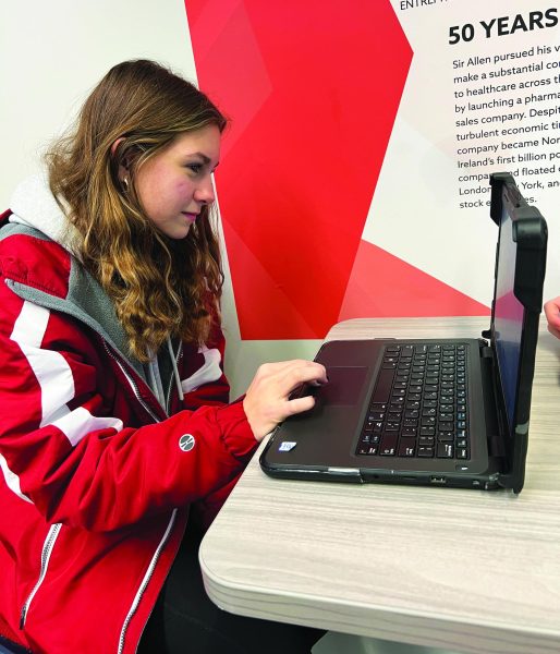 Putting in work… studying for keystones, sophomore Sophie Kisela practices for the tests coming up. After studying all week Sophie continues to prepare herself for success. 