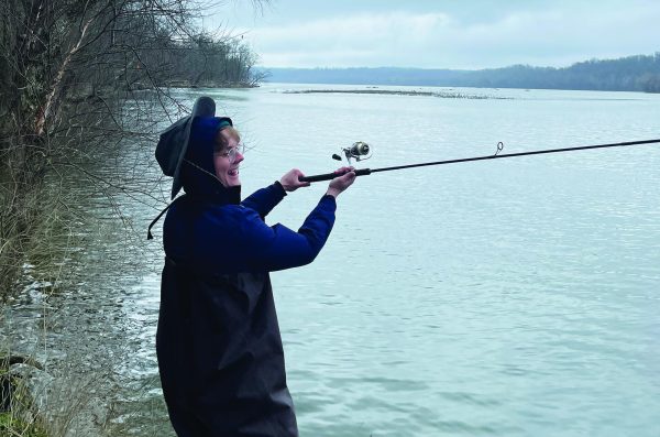 Finally fishing season…During a Susquehanna River fishing trip on March 28, 2023 Souderton graduate Patrick Rother attempts to catch an American Shad fish. 