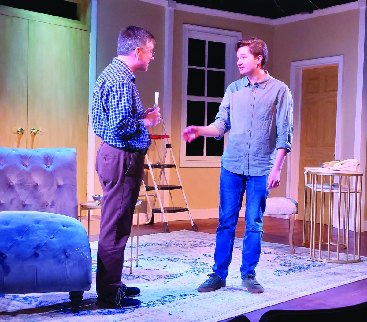 Whats my line?…Rehearsing for opening night, artistic director Tony Braithwaite (left) and director of marketing Nick Cardillo run lines for the upcoming Act II Playhouse production, “It’s Only a Play.” The play is set to run from March 19-April 14. 