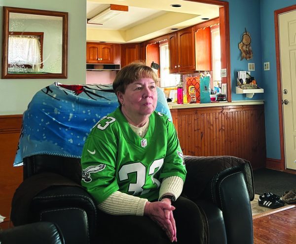 Outstanding rookie performances…During the December 29 Philadelphia Eagles game against the Dallas Cowboys, Eagles fan Maryann O’Kane shows her support for rookie Cooper DeJean by sporting one of his Kelly green jerseys. The game resulted in a 41-7 victory for the Eagles with DeJean recording four solo tackles and a fumble recovery.