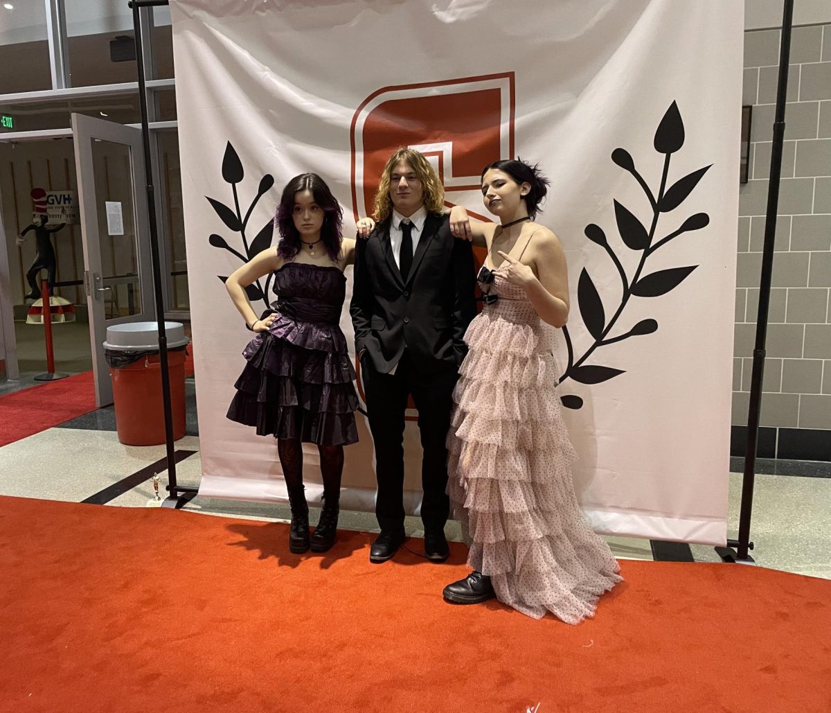 Lights, Camera, Action...Enjoying a successful film festival, (from left) seniors Isa Rueger, Carter Stoudt and Leila Rhodes celebrate.