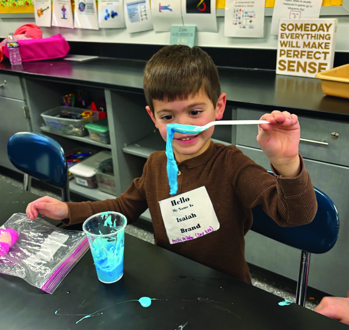 Enjoying Science Night…Playing with slime, Science Night participant Isaiah Brand has fun at one of the activities from Science Night 2025. Brand is one of the many elementary students who have enjoyed participating in the science-related activities run by Indian Valley Middle School’s SAVE Club for the last eight years.