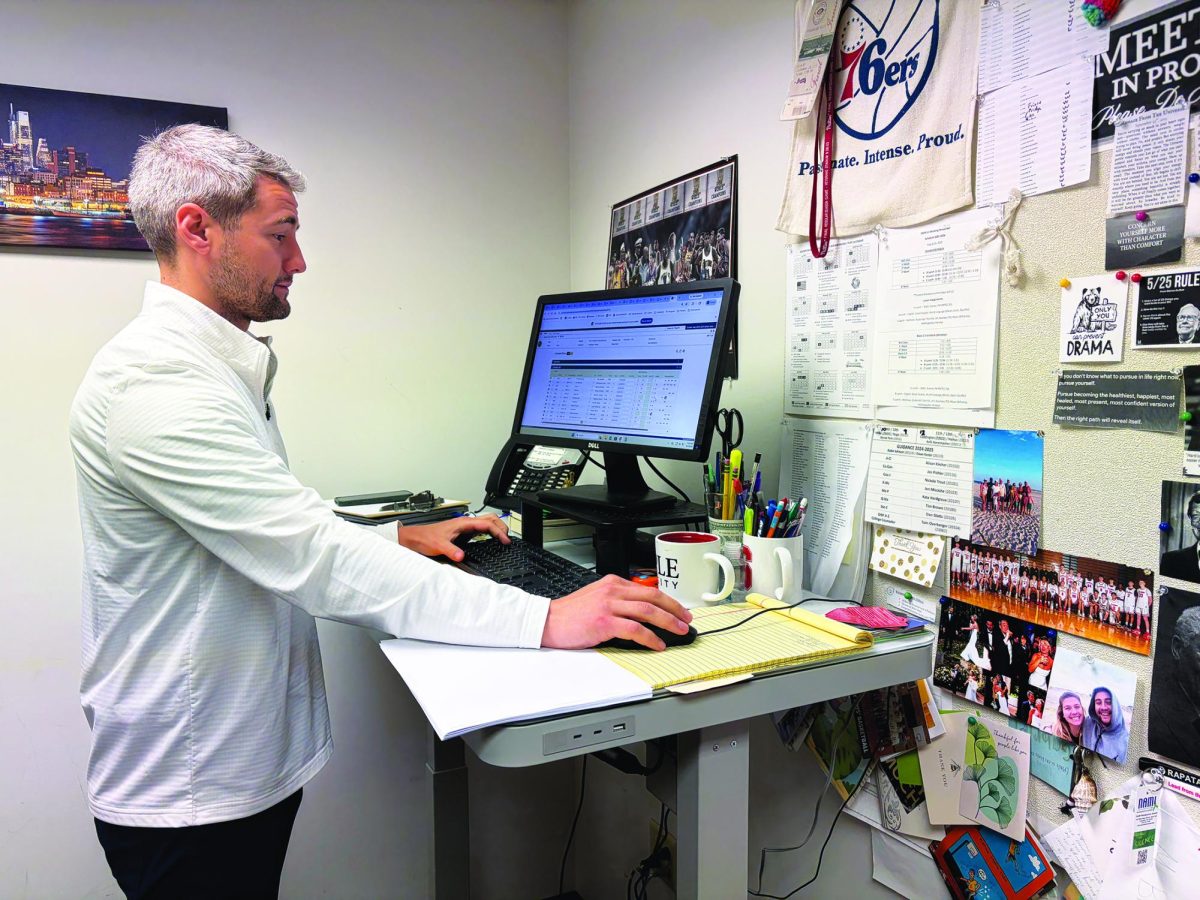 Planning ahead… Getting ready for Move-Up-Day on June 10, guidance counselor Tim Brown creates student schedules. The 2026-2027 school year’s schedules will be given to students at the end of the current school year on May 22. 
